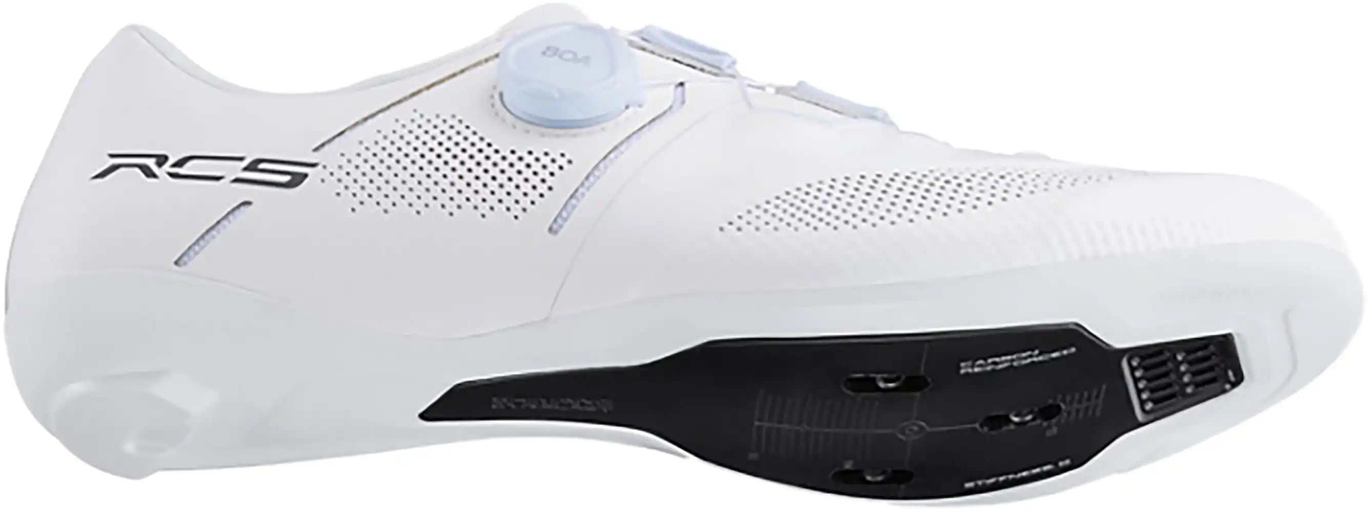 Shimano RC503 men's road cycling shoes with black and white design, featuring adjustable straps and breathable upper material.