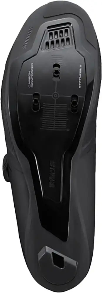 Shimano RC503 men's road cycling shoes with black and white design, featuring secure straps and breathable mesh uppers.