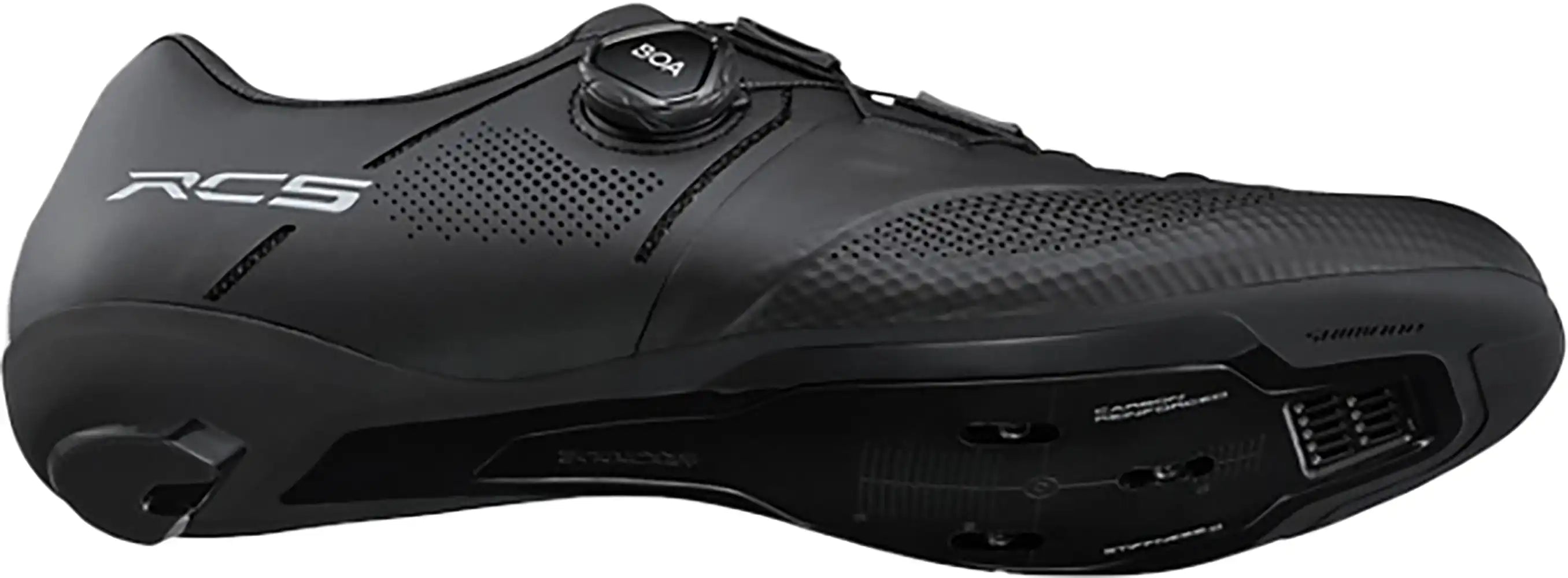 Shimano RC503 men's road cycling shoes with black and gray design and breathable mesh uppers.