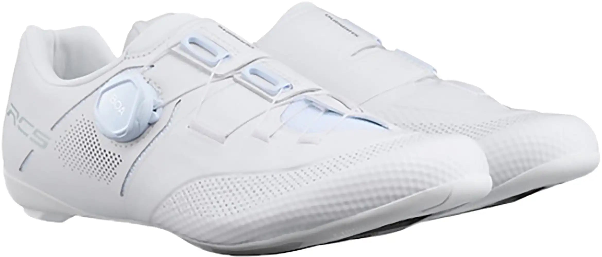 Shimano RC503 women's road cycling shoes in black with white accents, featuring breathable mesh and secure strap closures.