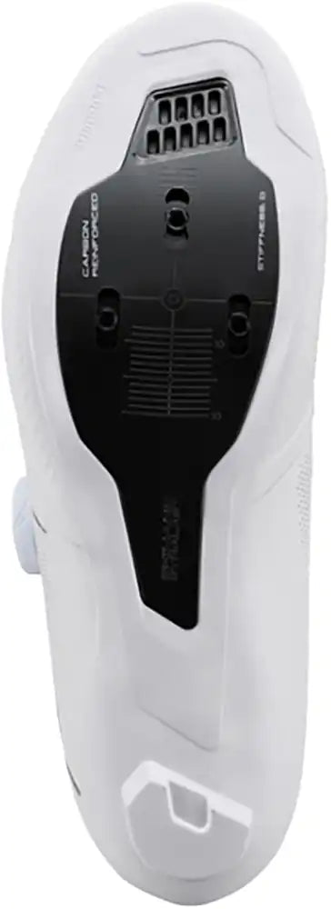Shimano RC503 women's road cycling shoes in black with white accents, featuring sleek design and adjustable straps.