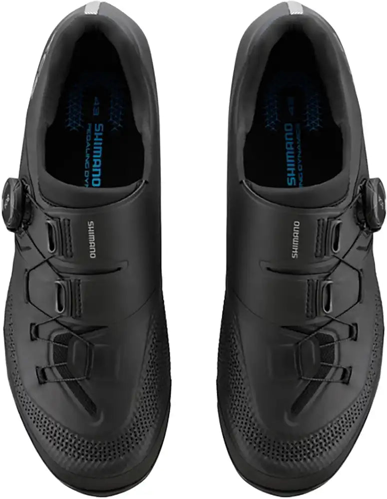 Shimano XC503 men's mountain biking shoes with black and gray design, featuring rugged grip soles and secure closure system.