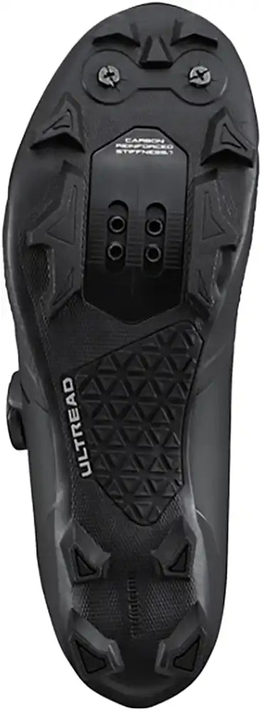 Shimano XC503 Womens MTB shoes featuring a sleek black design with durable sole and secure fit for mountain biking adventures.