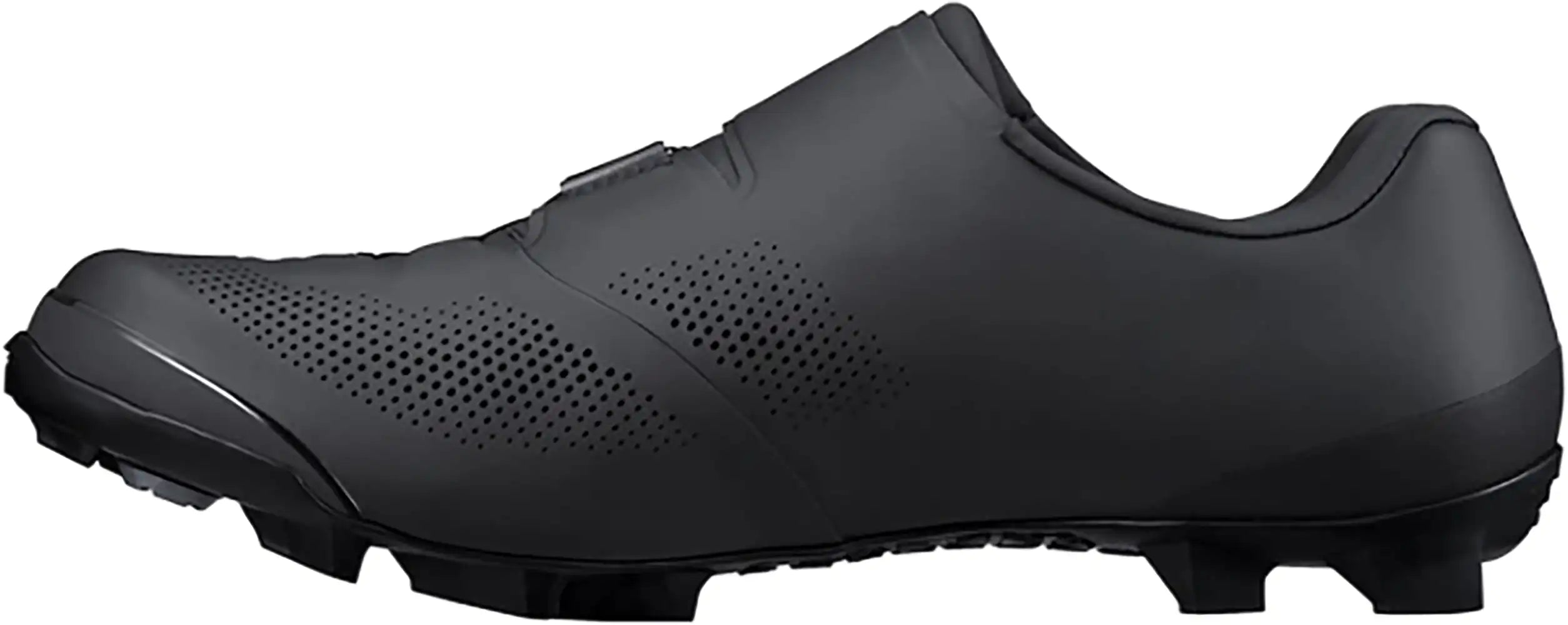 Shimano XC703 men's mountain biking shoes with black and gray design, featuring rugged soles and secure straps for MTB riding.