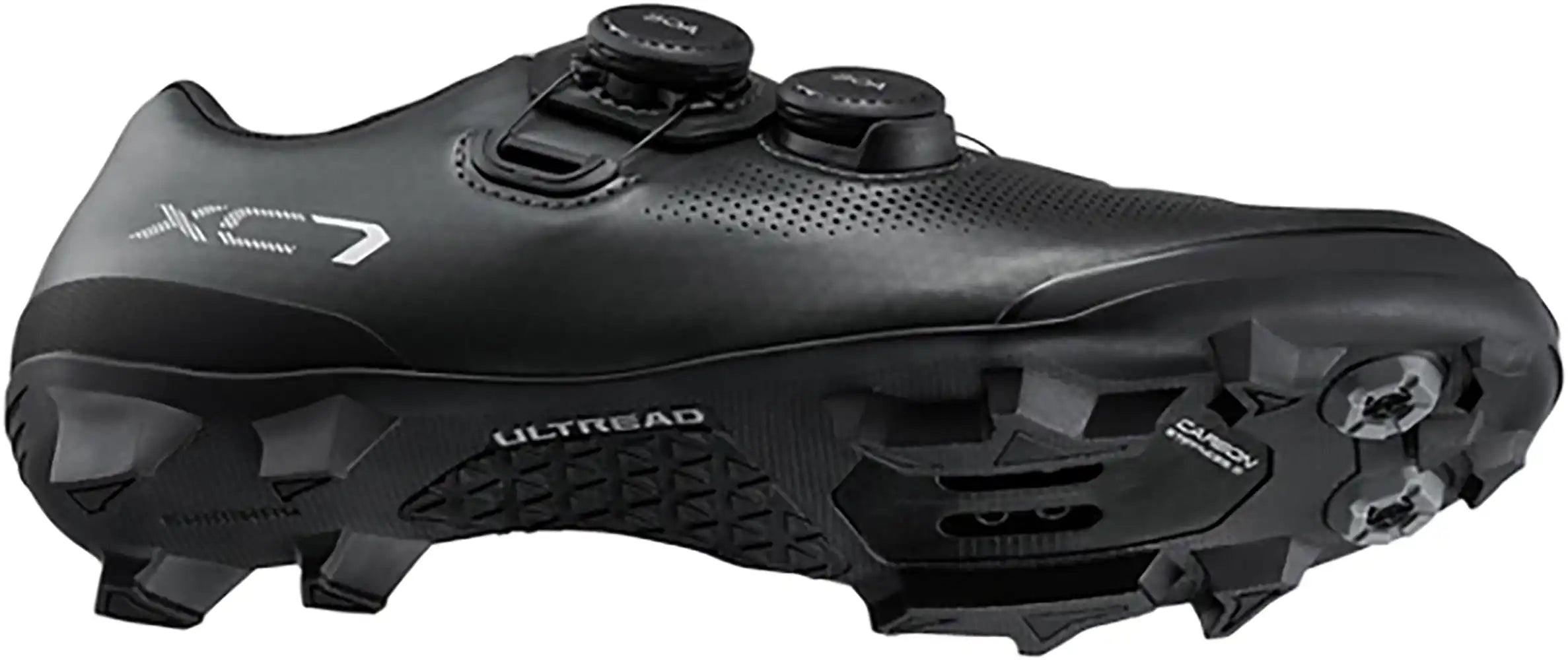 Shimano XC703 women's MTB shoes in black and pink with breathable mesh and durable sole for mountain biking.