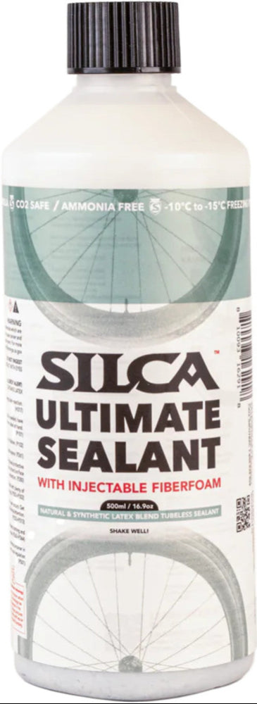 Silca Ultimate Tubeless Sealant in a container, designed for bicycle tubeless tire sealing accessories.