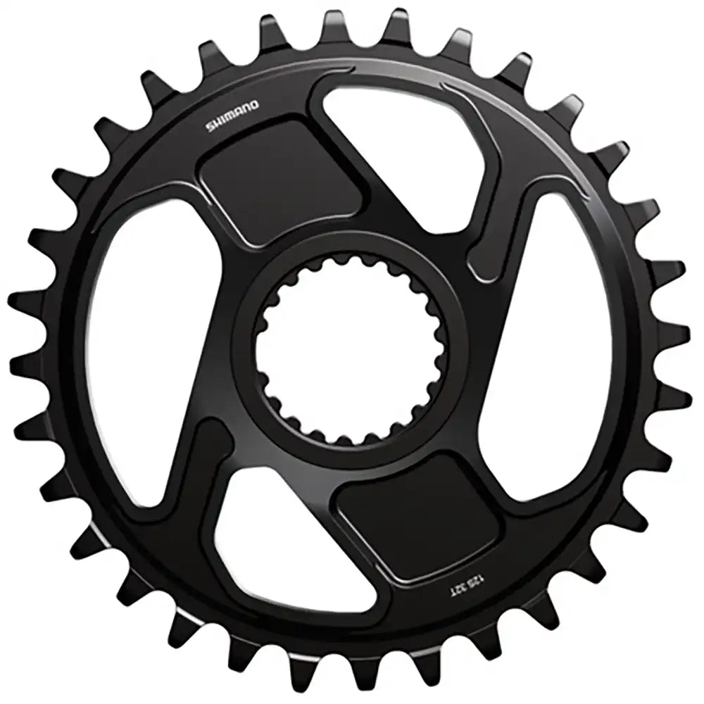 Shimano XT CRM86 12-speed chainring with 32-tooth size, designed for mountain bike cranksets, showing the black metal gear teeth.