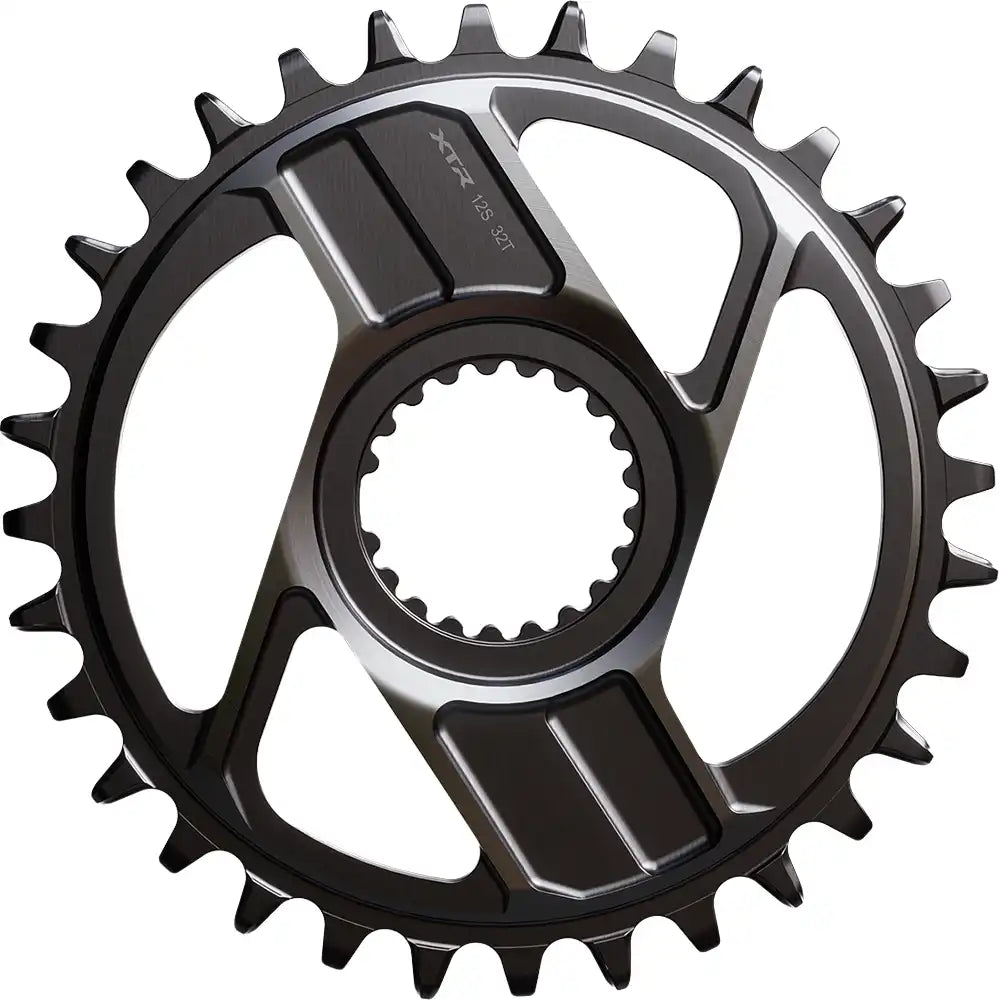 Shimano XTR CRM96 12-speed chainring with 32-tooth size, compatible with Shimano mountain bike drivetrain components.