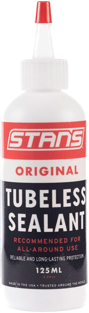 Stans Original Tubeless Sealant bottle, 125ml, as an accessories product for bicycle tire sealing.