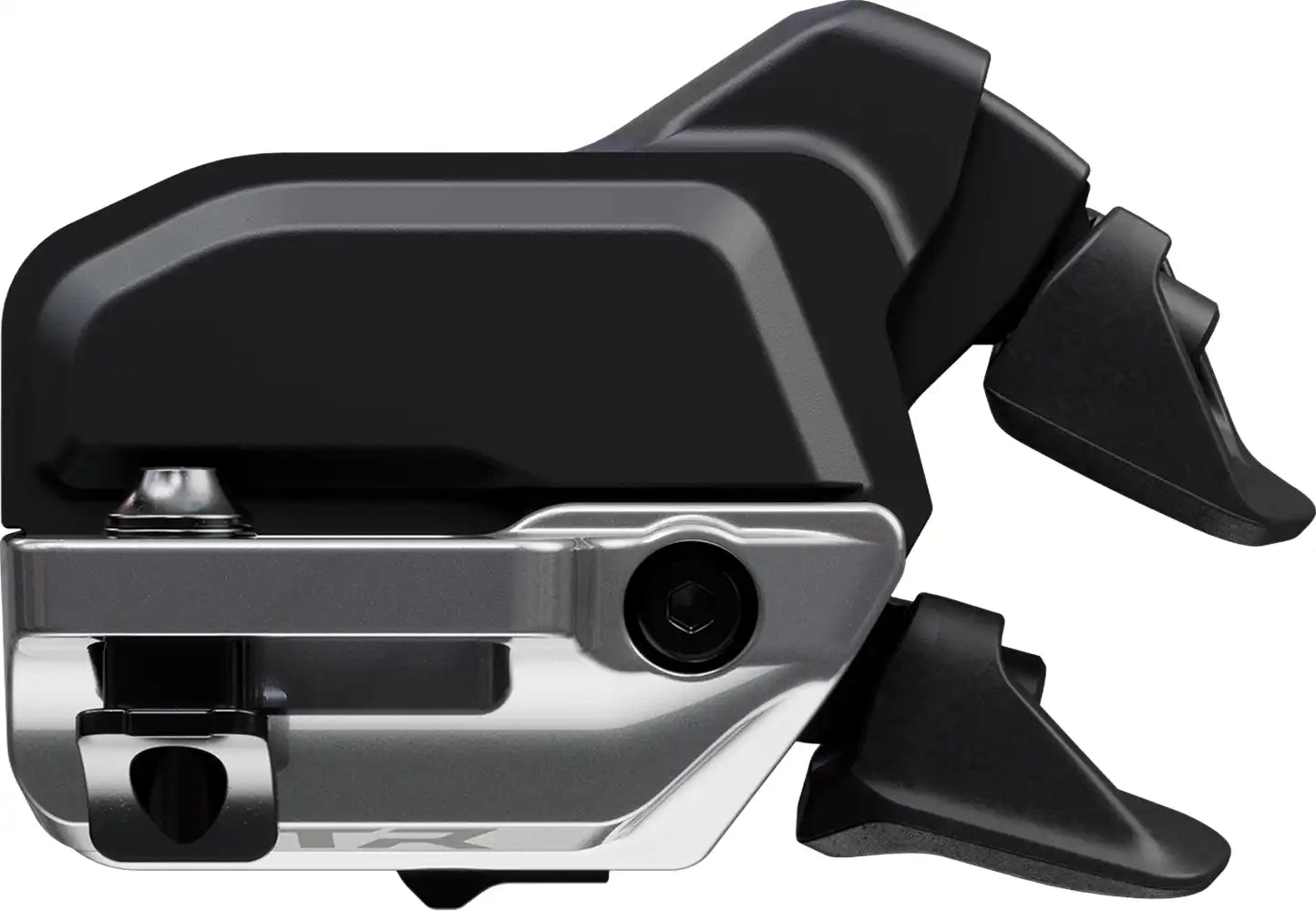Shimano XTR Di2 M9250 12-speed shifter part, showing the ergonomic design and electronic controls for mountain bike gear shifting.