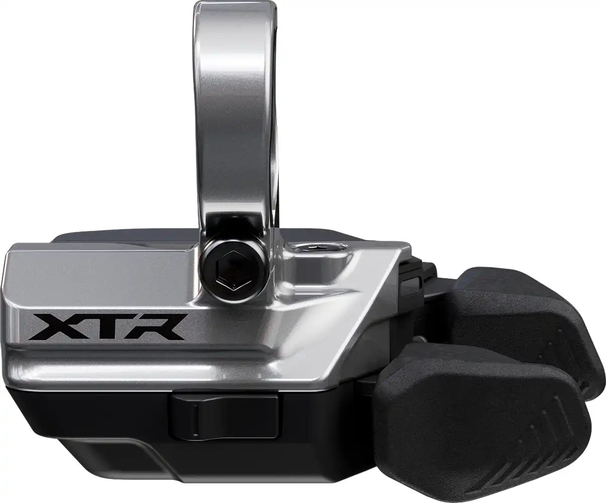 Shimano XTR Di2 M9250 12-speed shifter part, showing the gear lever and electronic controls in close-up view.