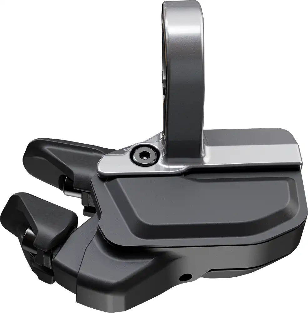 Shimano XTR Di2 M9250 12-speed shifter part, showing the ergonomic design and digital shifting controls for mountain biking.