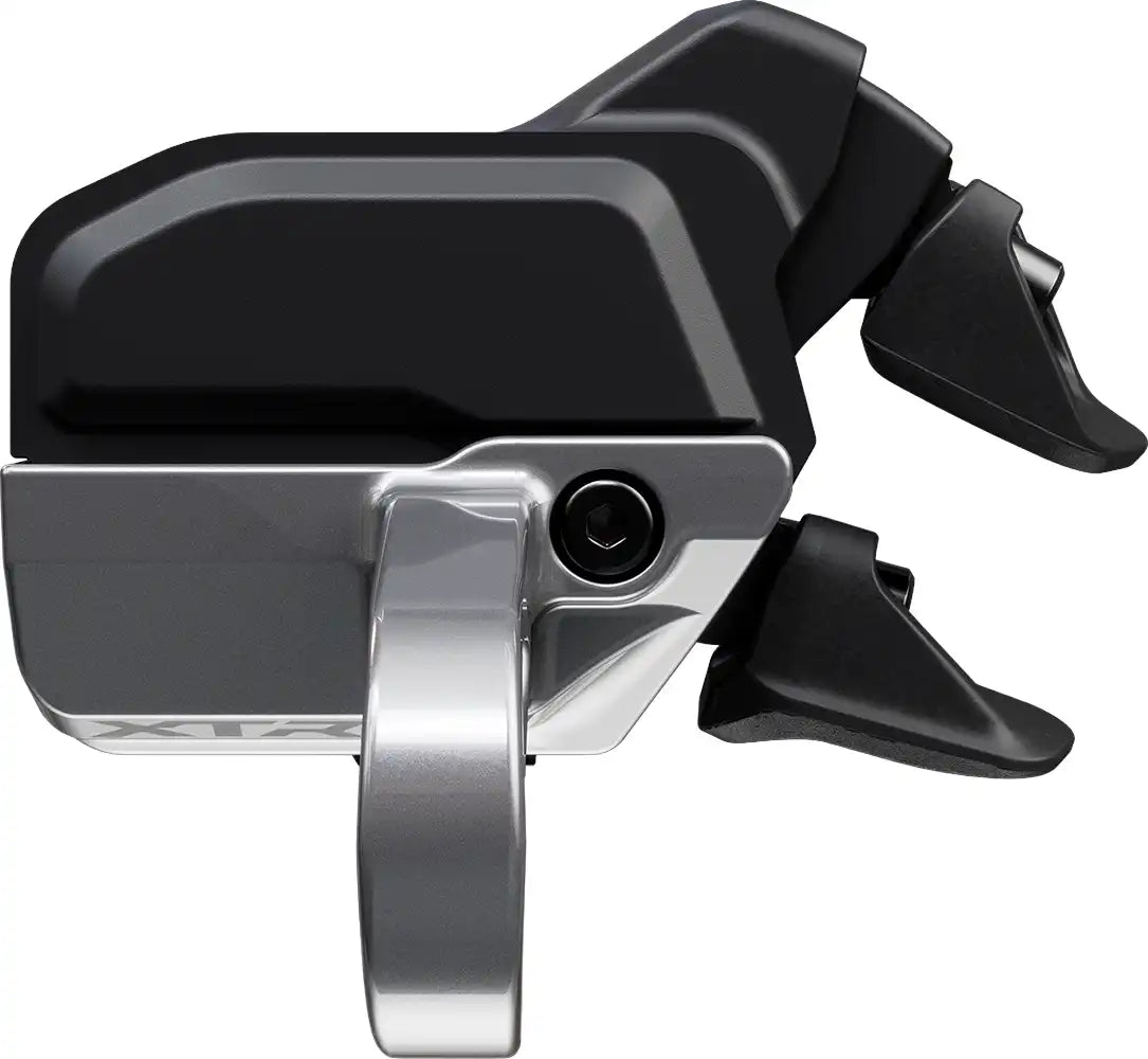 Shimano XTR Di2 M9250 12-speed shifter part shown, featuring ergonomic design and digital electronics for mountain bike shifting.