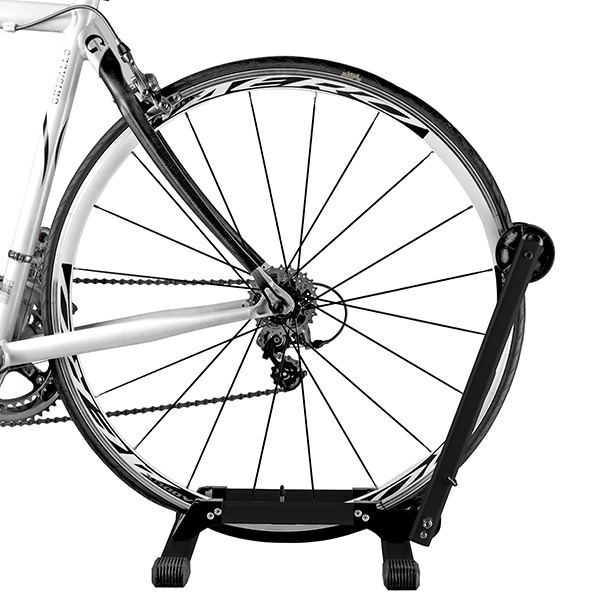Super B TB-1908 Deluxe Display Stand holding a bike wheel