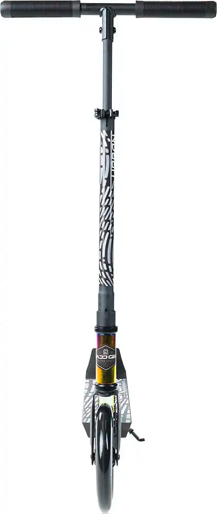 MGP Urban Renegade folding scooter with black deck and handlebars, compact and portable for urban riding.