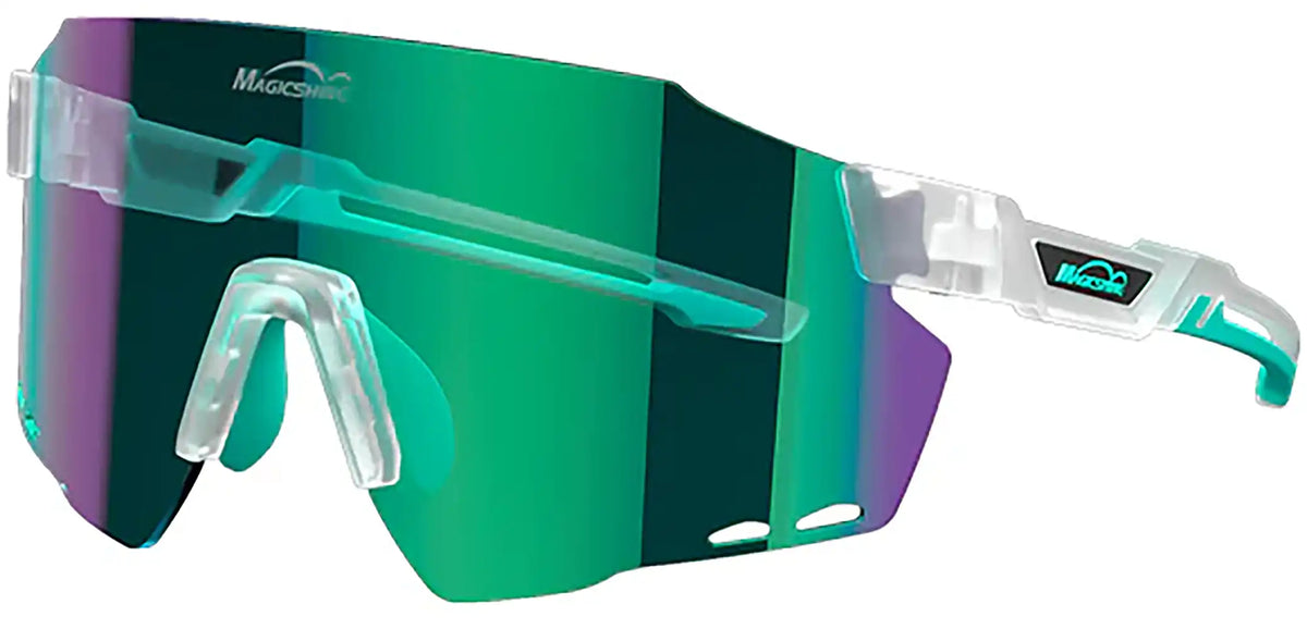 Magicshine Windbreaker Glasses, sporty accessories with clear frames and adjustable temples, designed for outdoor activities.