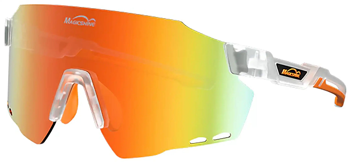 Magicshine Windbreaker Glasses shown with lightweight frame and clear lenses, designed for outdoor sports and active wear accessories.