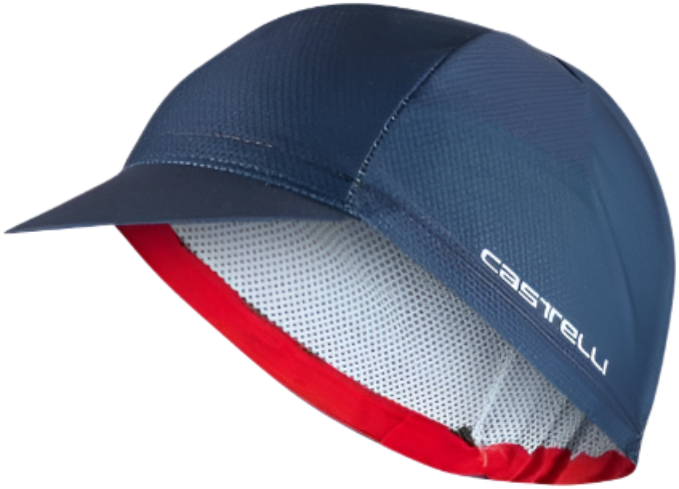 Castelli Rosso Corsa 2 cycling cap with red and black design, lightweight fabric, and adjustable brim for cycling comfort.