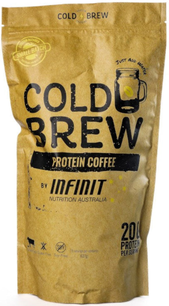 Infinit Cold Brew Protein Coffee in a sleek bottle, showcasing the cold brew coffee with added protein for a nutritious energy boost.