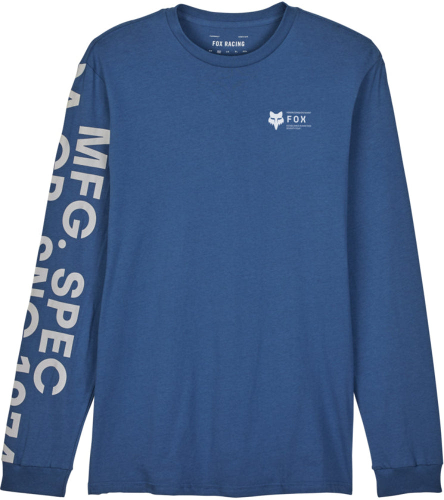 Fox Barge LS Premium men's T-shirt, long-sleeve casual clothing in black with Fox logo, displayed flat against a white background.