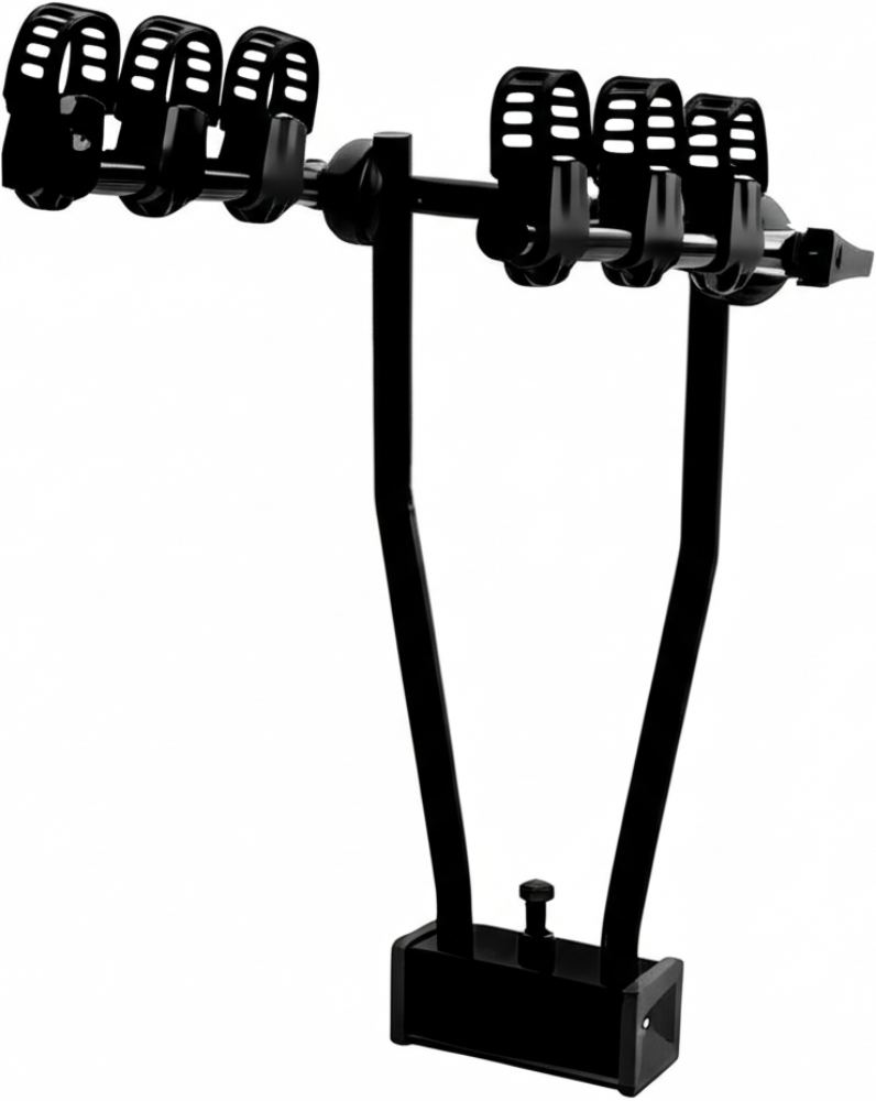 Stowaway 3 Bike Towball Carrier accessory showing a black metal rack with space for three bikes, designed for vehicle towball attachment.