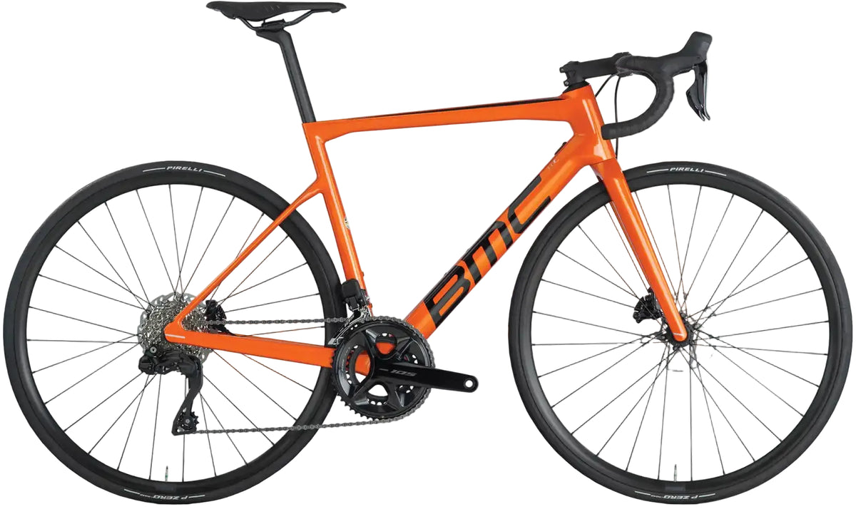 BMC Teammachine SLR FOUR road bike with lightweight frame and aerodynamic design, shown from side view.