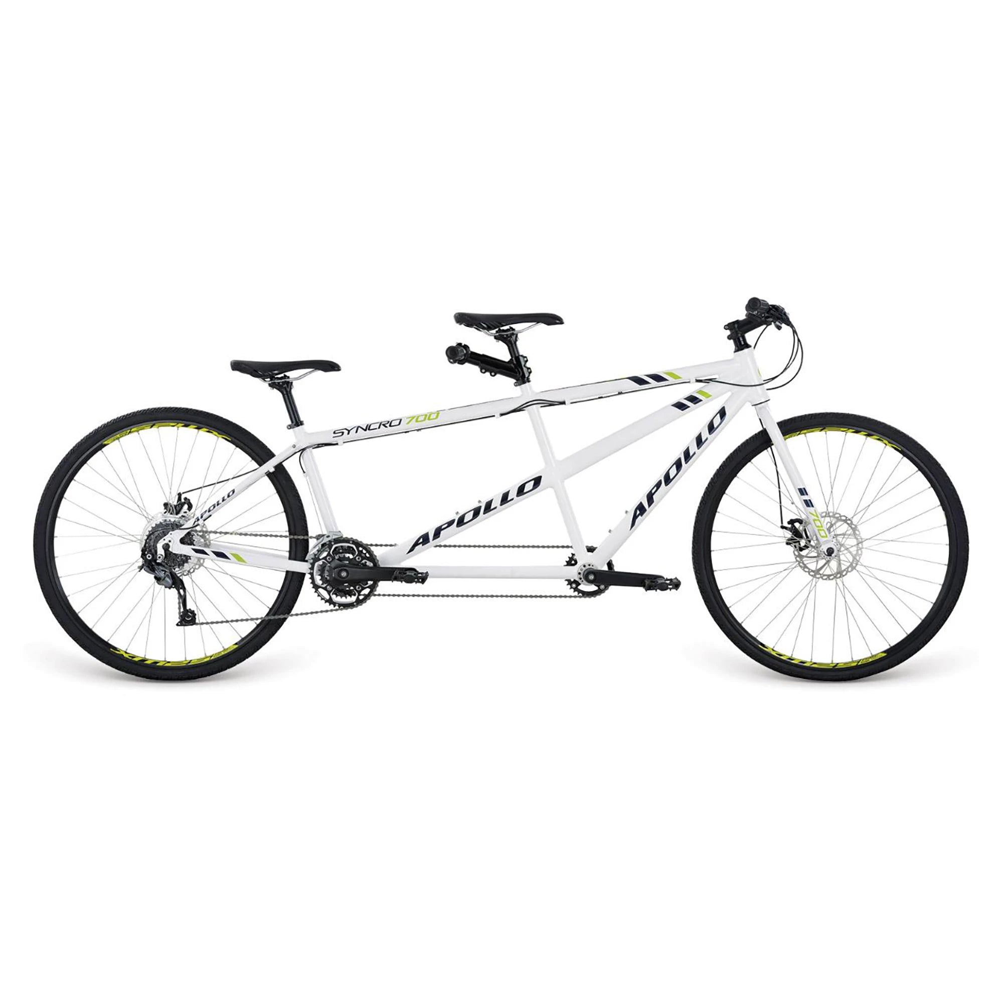 Apollo Syncro 700 tandem bike with sturdy frame and multiple gears, ideal for cycling enthusiasts.