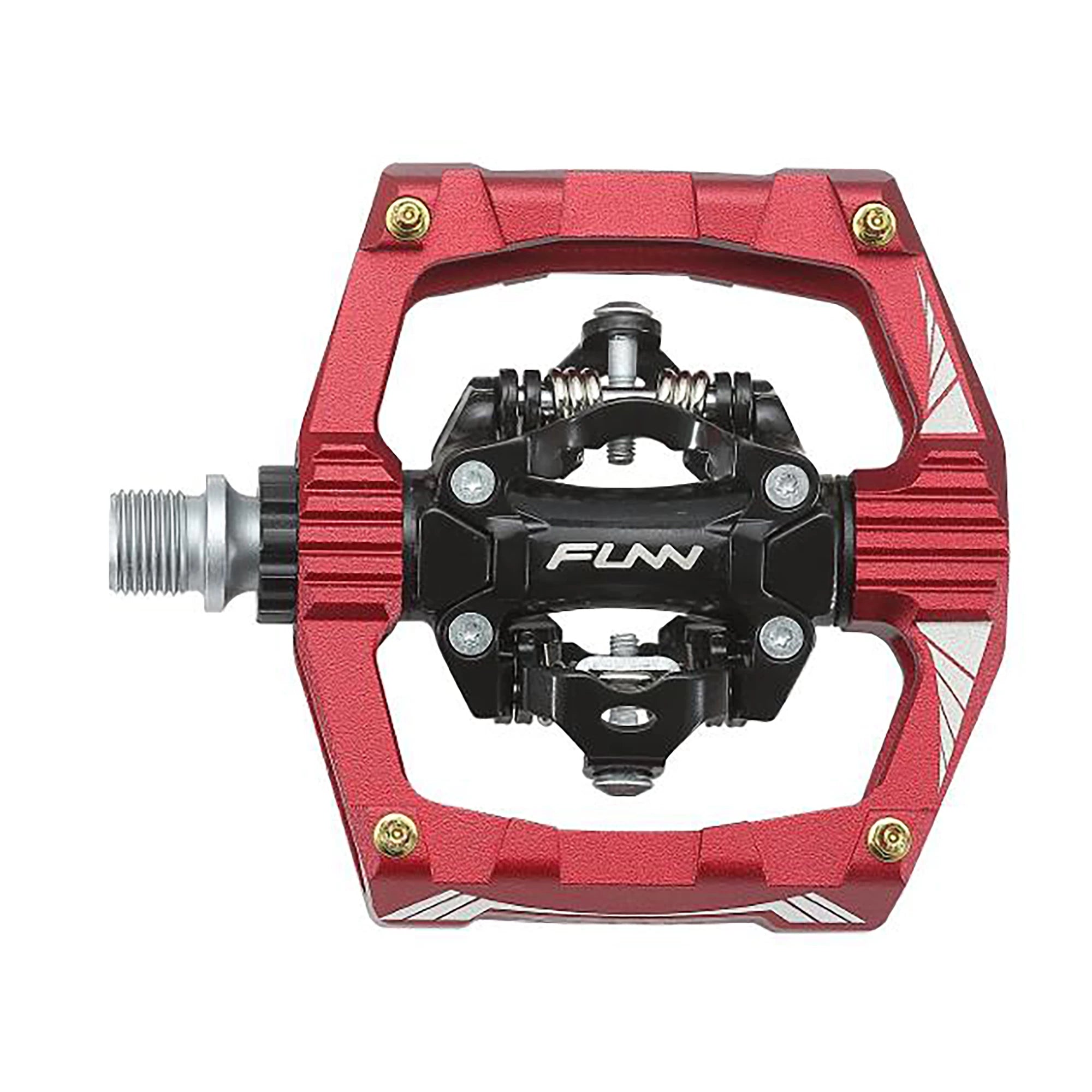 FUNN Ripper SPD MTB pedals shown, durable bike parts designed for mountain biking with clip-in SPD cleats for secure foot grip.