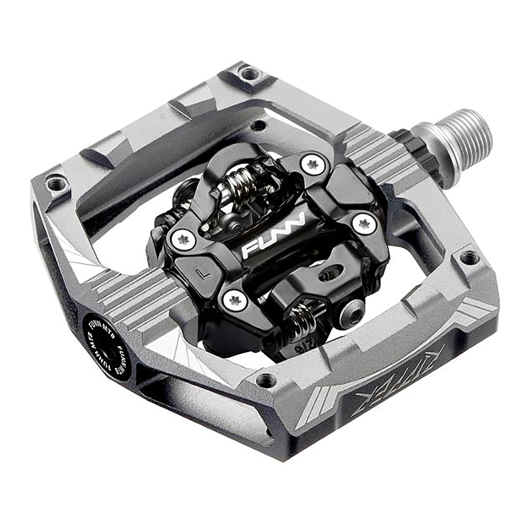 FUNN Ripper SPD MTB pedals for mountain biking, featuring durable construction and clipless design for secure foot engagement.