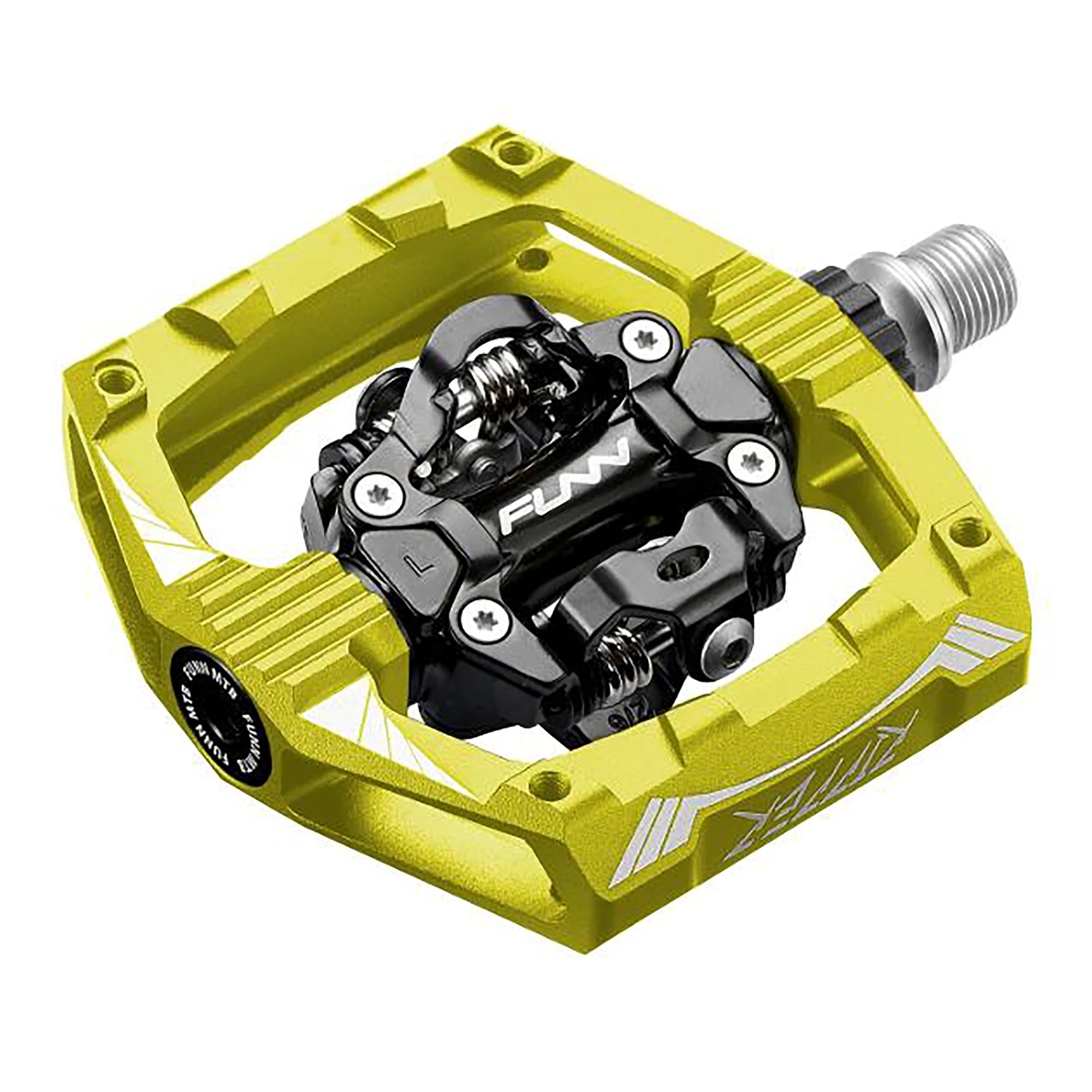FUNN Ripper SPD MTB pedals, black and silver bike parts with clipless design for mountain biking.