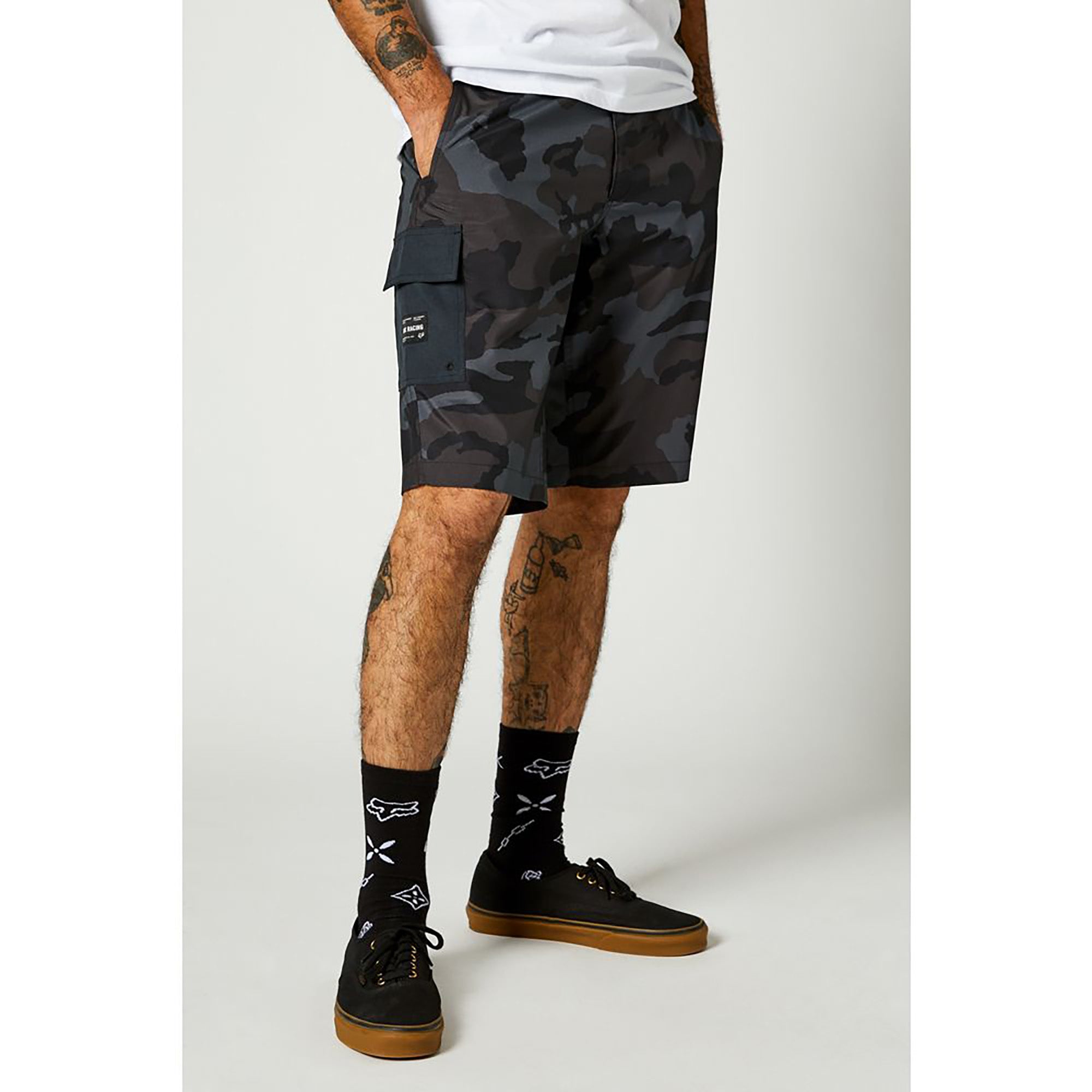 Fox Essex Tech Print Mens Cargo Shorts 30 Black Camo | ABC Bikes