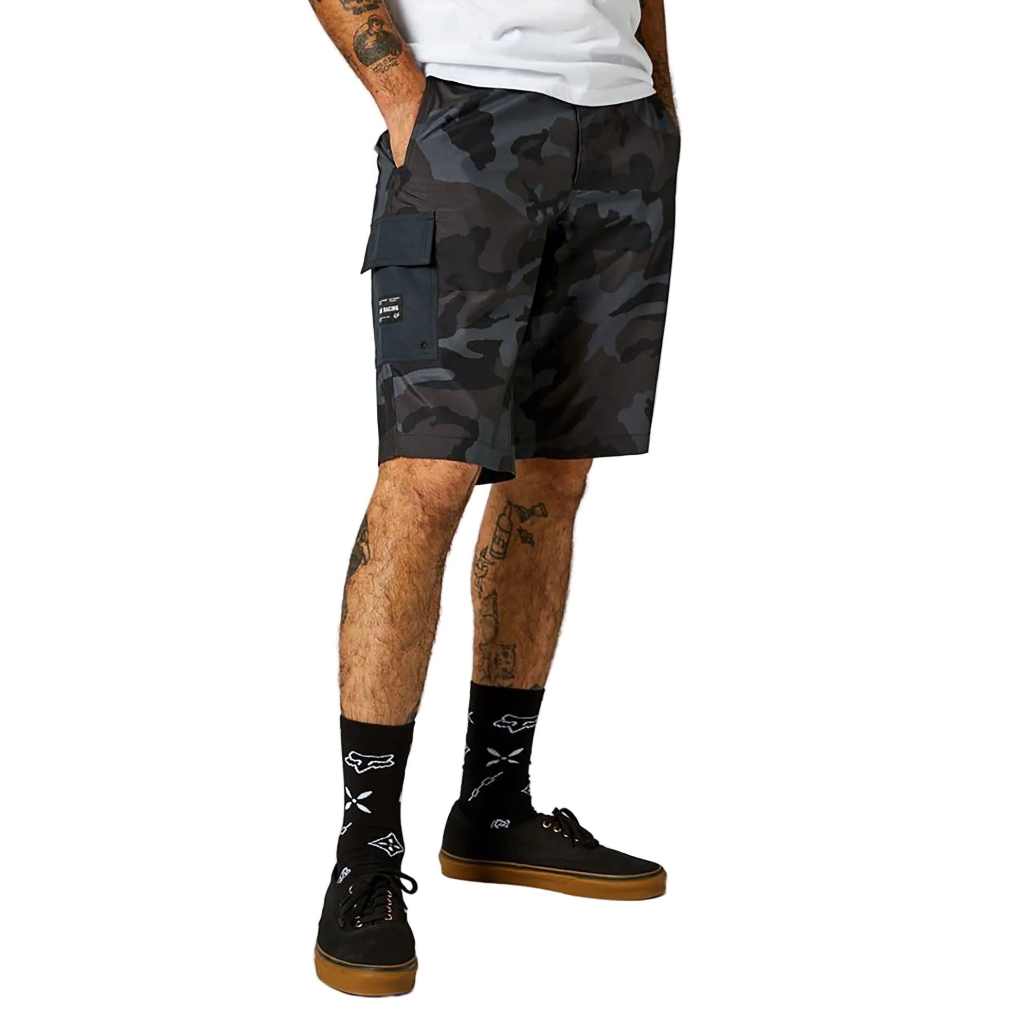 Fox Essex Tech Print Mens Cargo Shorts 30 Black Camo | ABC Bikes
