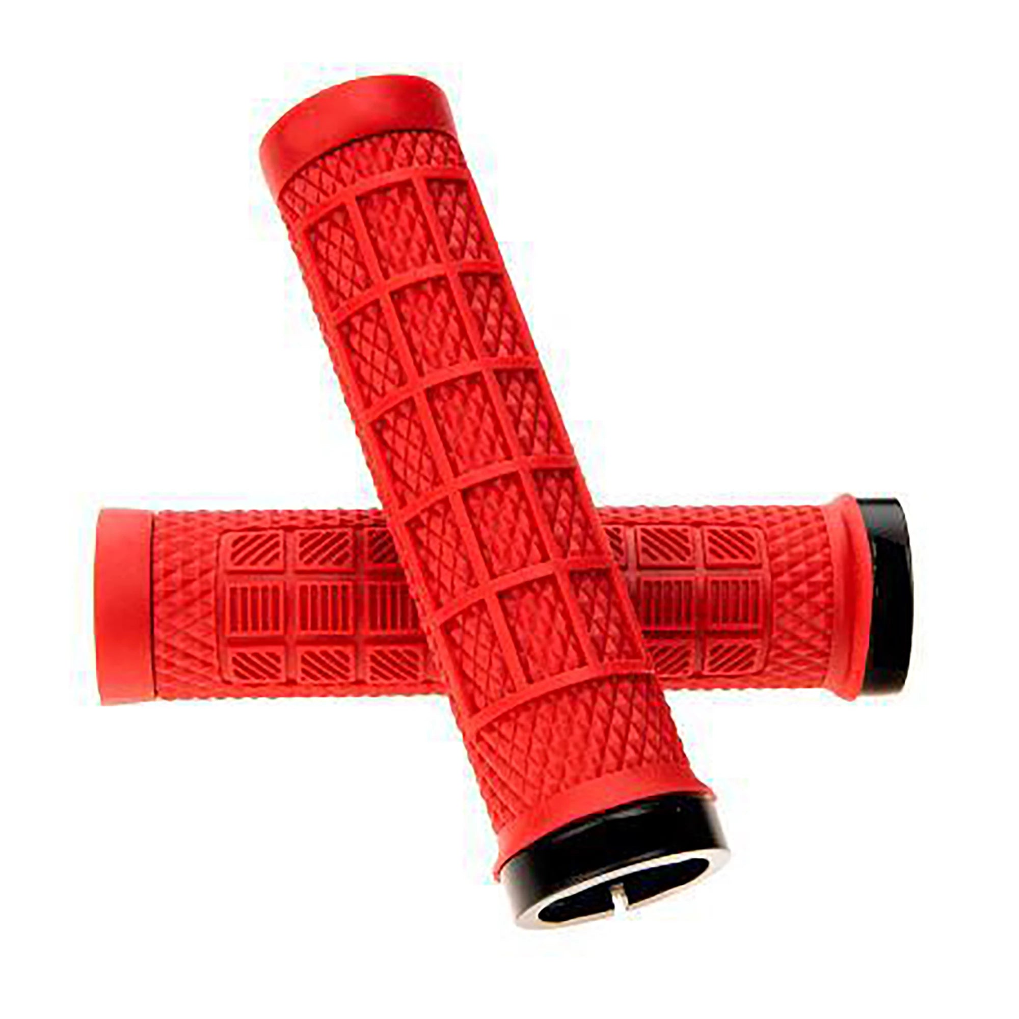 Ryfe Bossa Lock On MTB grips with textured rubber surface and metal locking rings for secure mountain bike handlebar grip