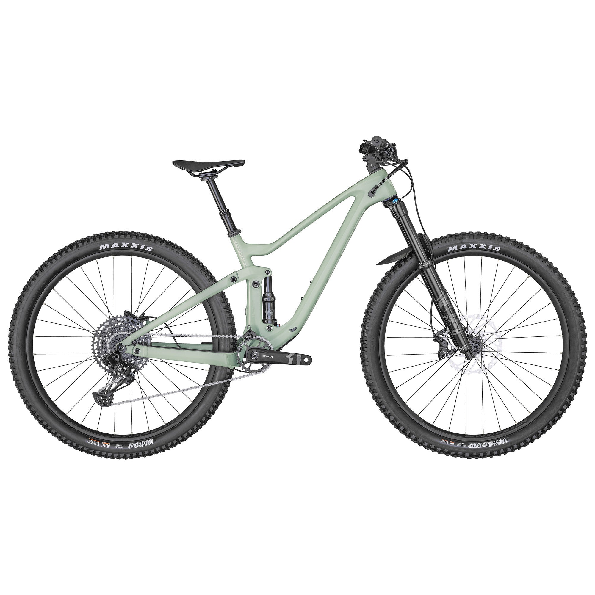 Scott Contessa Genius 910 dual suspension bike with lightweight frame and full suspension system, ready for mountain trails.