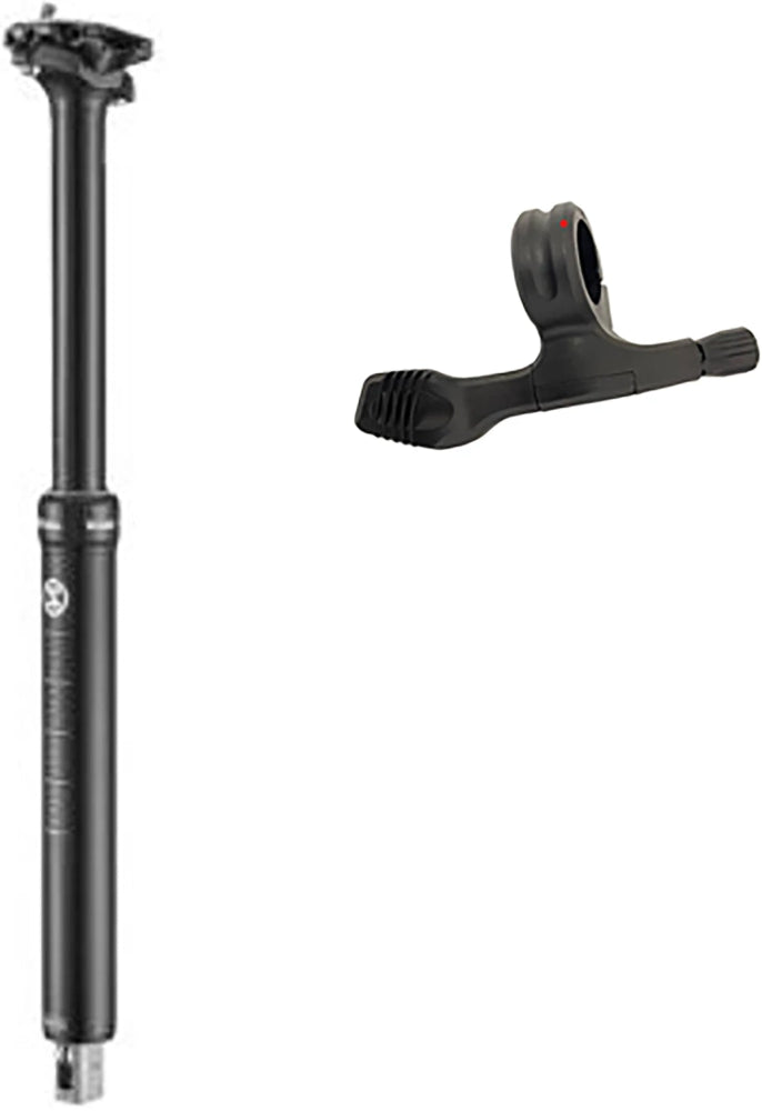 Ryfe Escalator Dropper Post part for mountain bikes, showing the sleek black component with brand logo and adjustment mechanism.