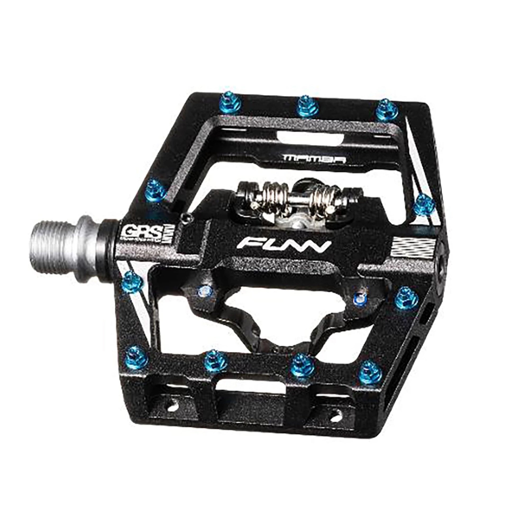 FUNN Mamba S One Side SPD MTB pedal showing the black metal body and SPD clip mechanism for mountain biking.