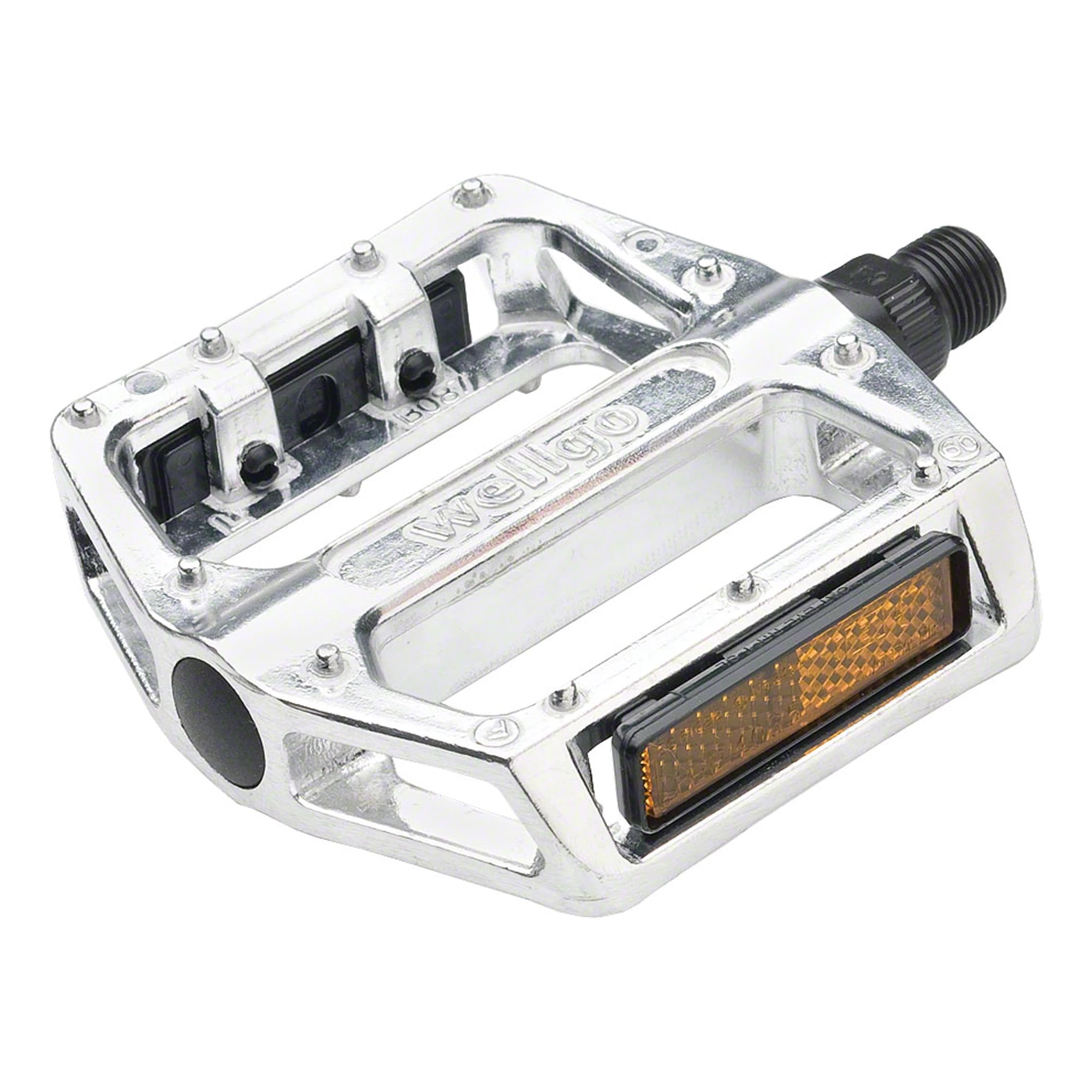 Wellgo Alloy BMX platform pedals with durable metal construction and adjustable pins for enhanced grip and performance.