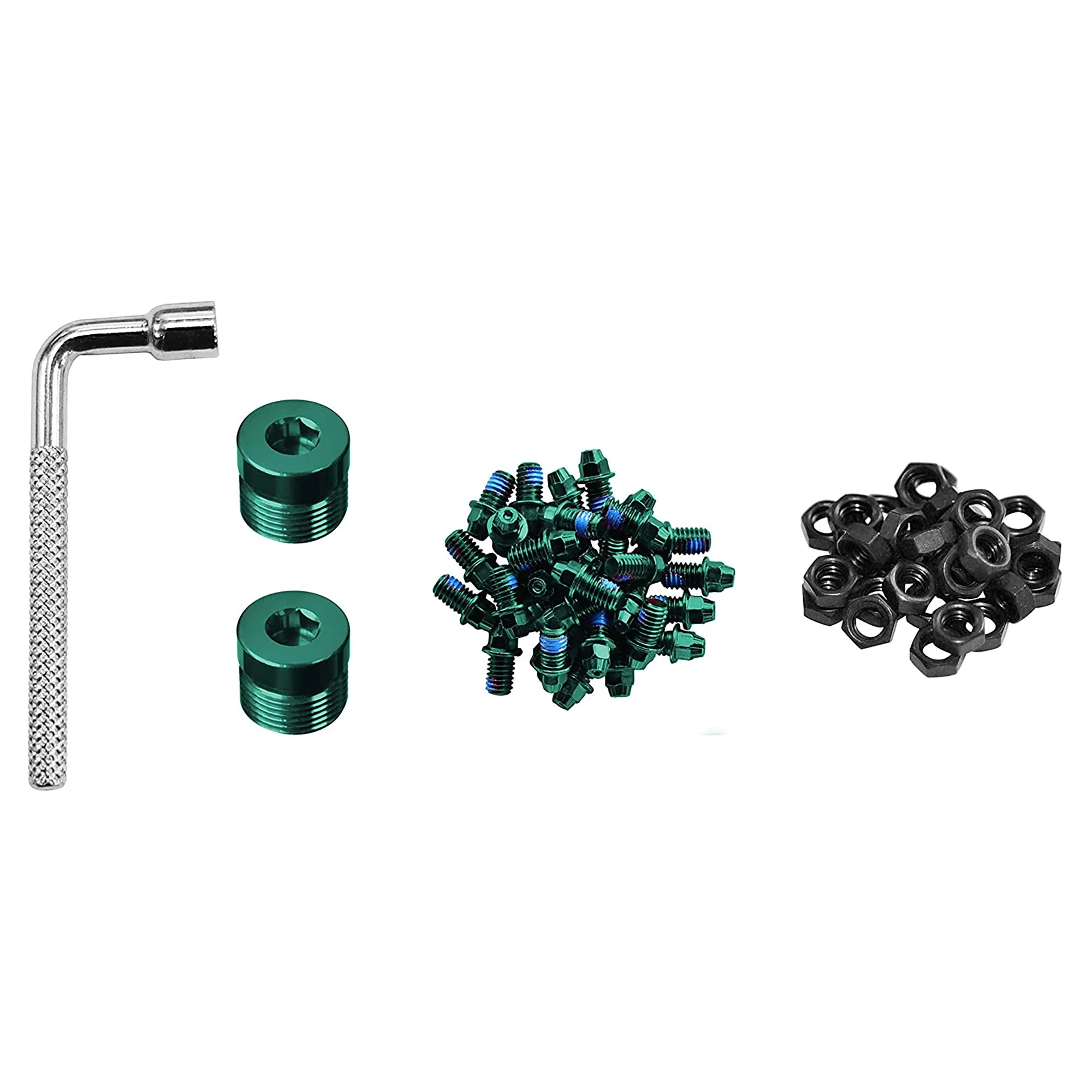 FUNN Black Magic Pedal Pins for bike pedals, close-up of durable metal replacement pins with black finish, parts for pedal grip enhancement.