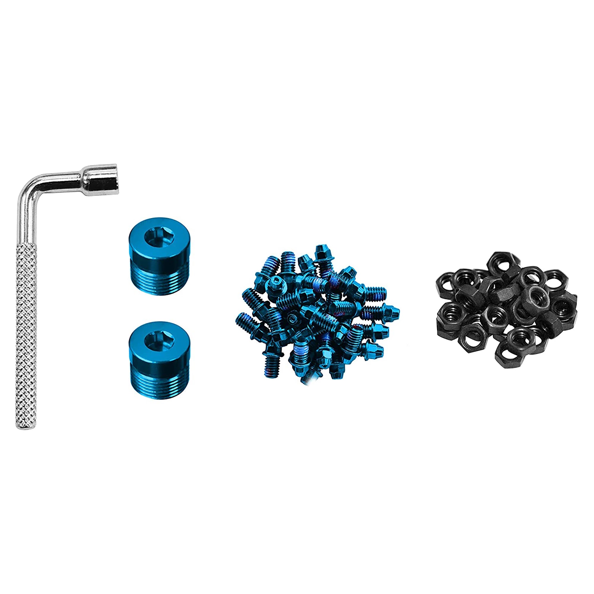 FUNN Black Magic Pedal Pins for bike pedals, showing close-up of durable metal pins with black finish for enhanced grip and style.