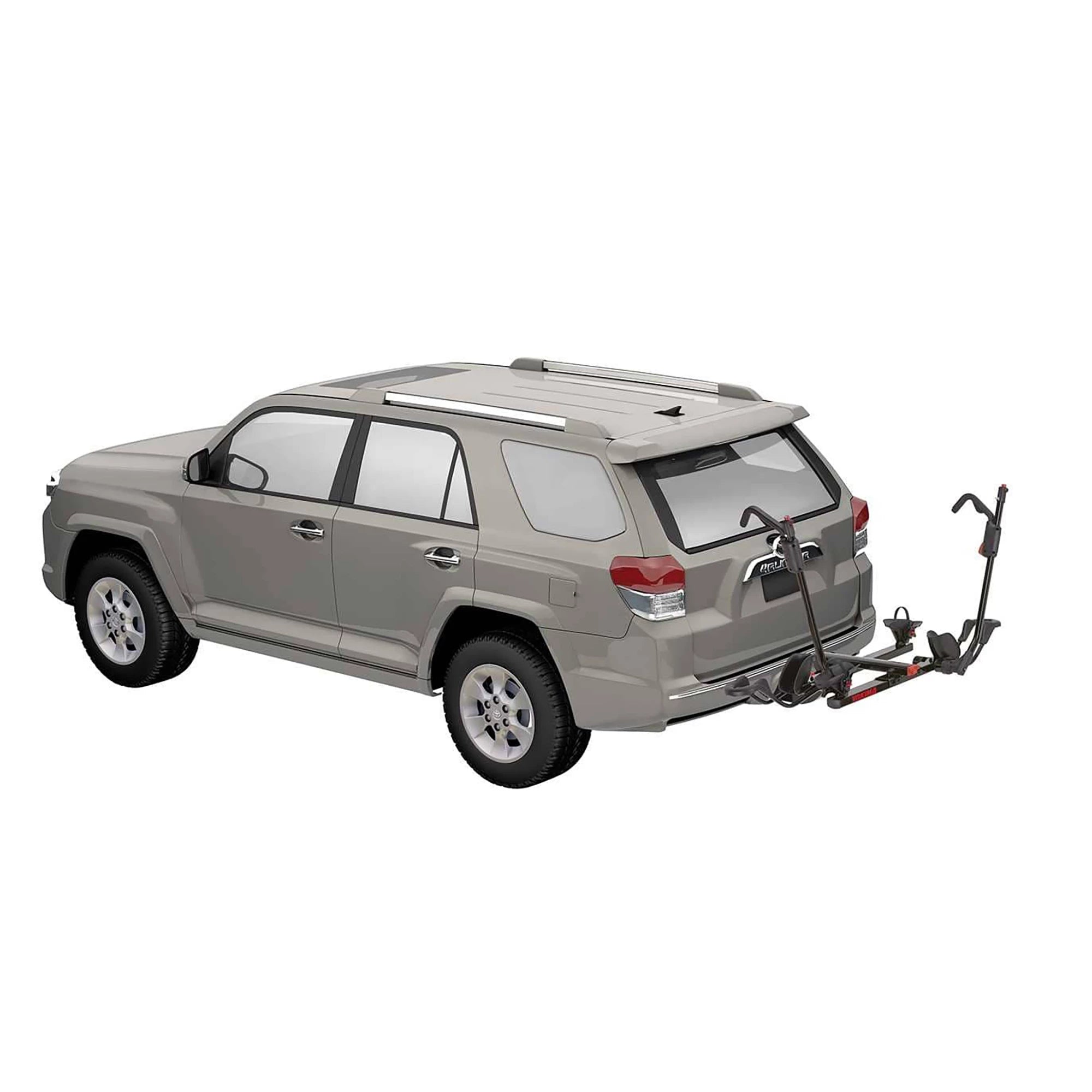 Yakima HoldUp 2 Bike Hitch Platform Carrier with sturdy frame and adjustable arms for secure outdoor bike transportation.