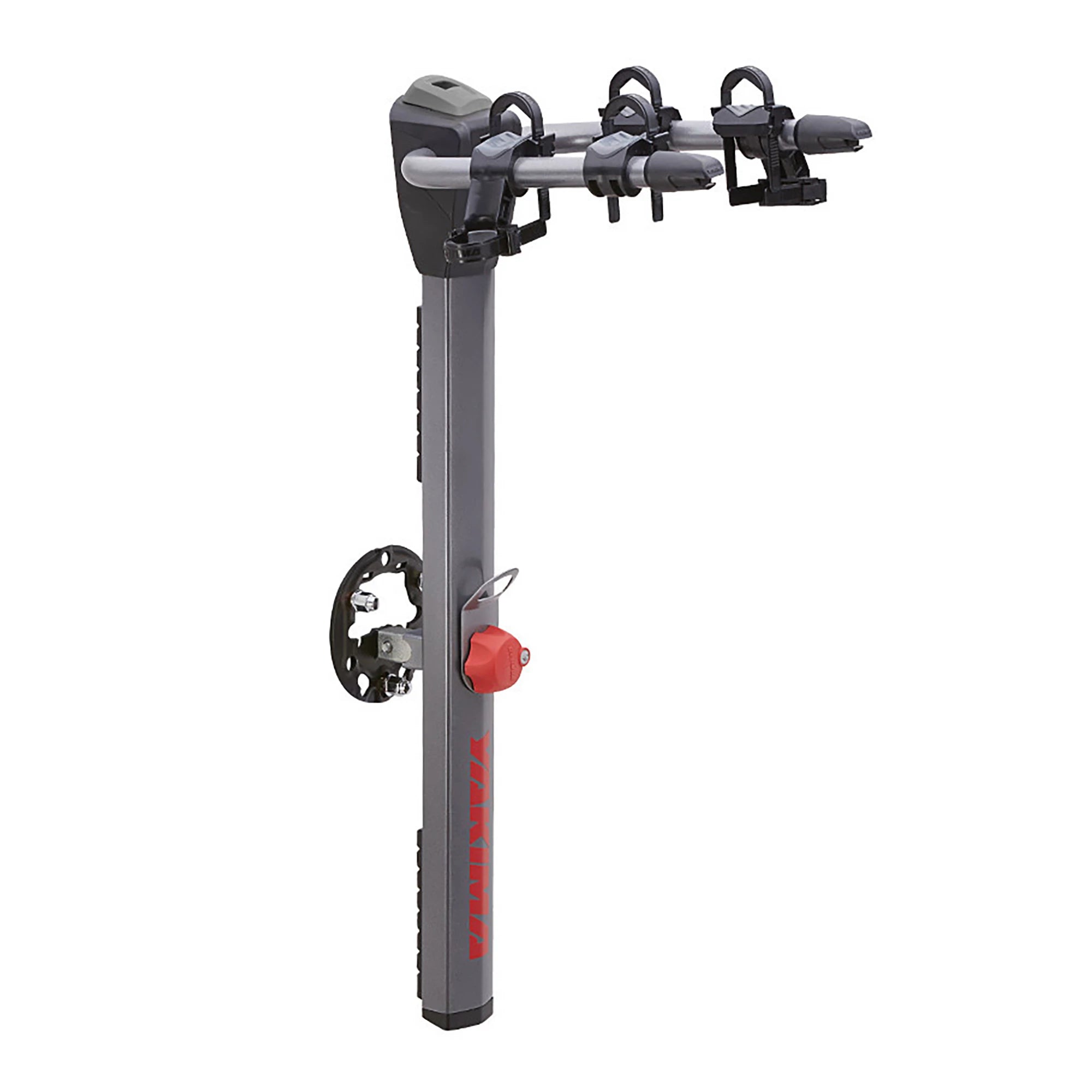 Yakima SpareRide 2 bike spare tyre carrier accessory mounted on a vehicle with two bicycles attached.