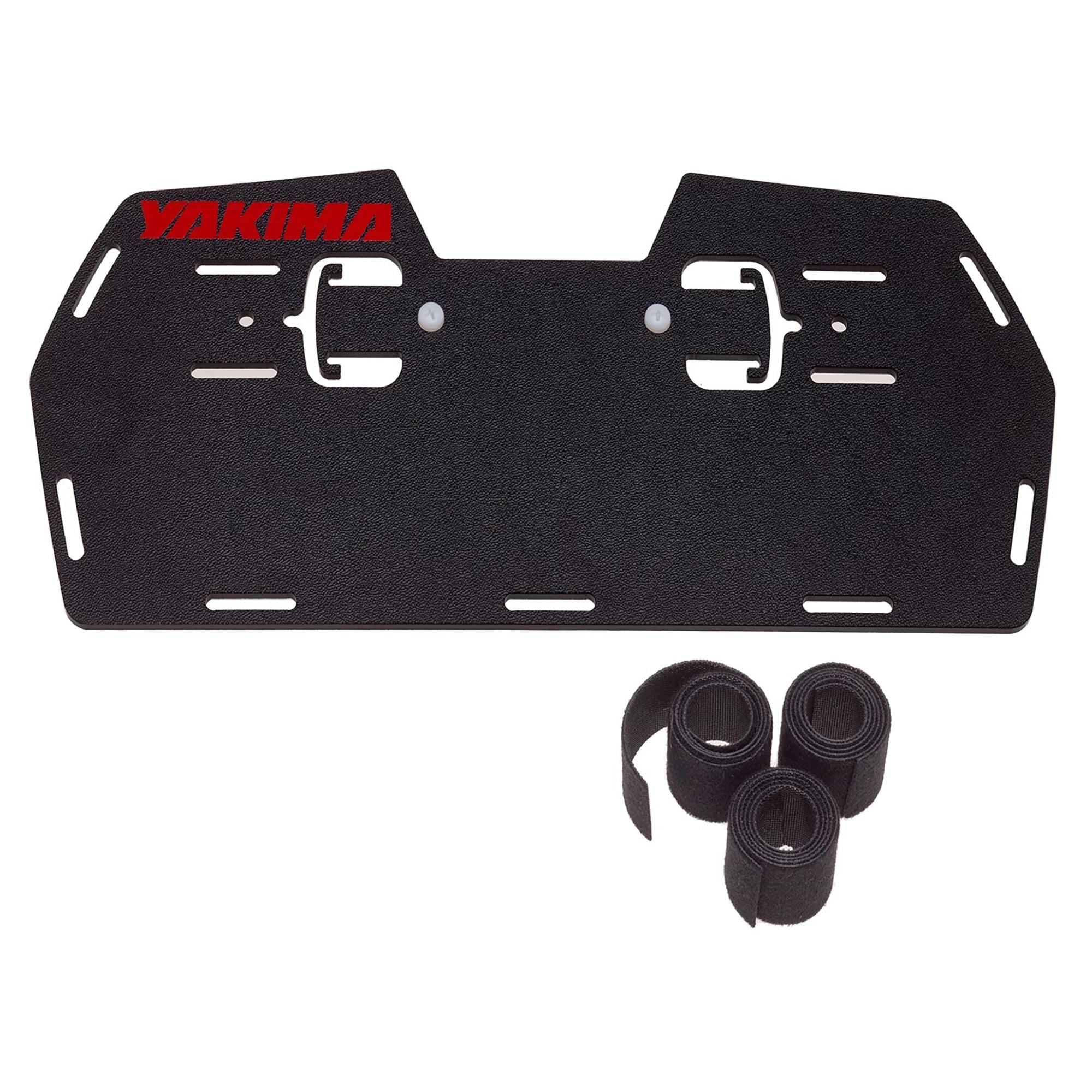 Yakima PlateMate number plate holder accessory mounted on a vehicle, designed to secure license plates easily and securely.