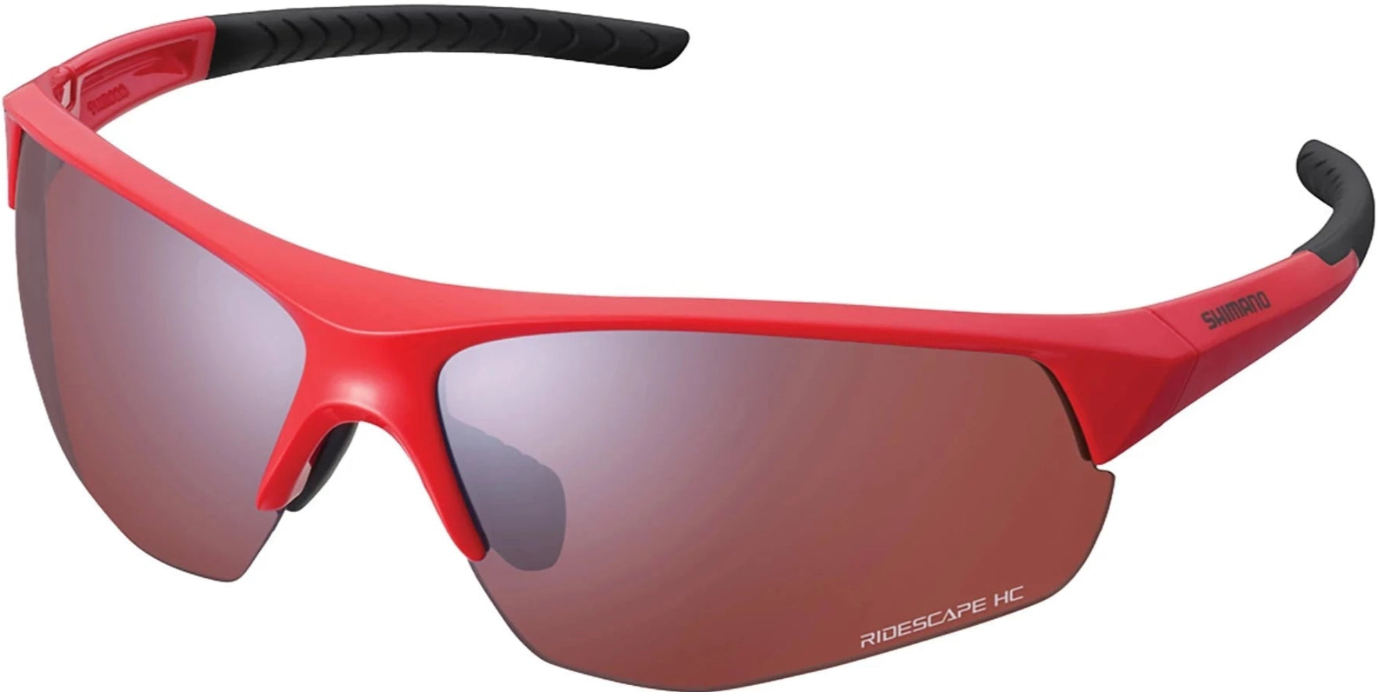 Shimano Twinspark glasses accessory in red with clear lenses, designed for cycling and outdoor activities.
