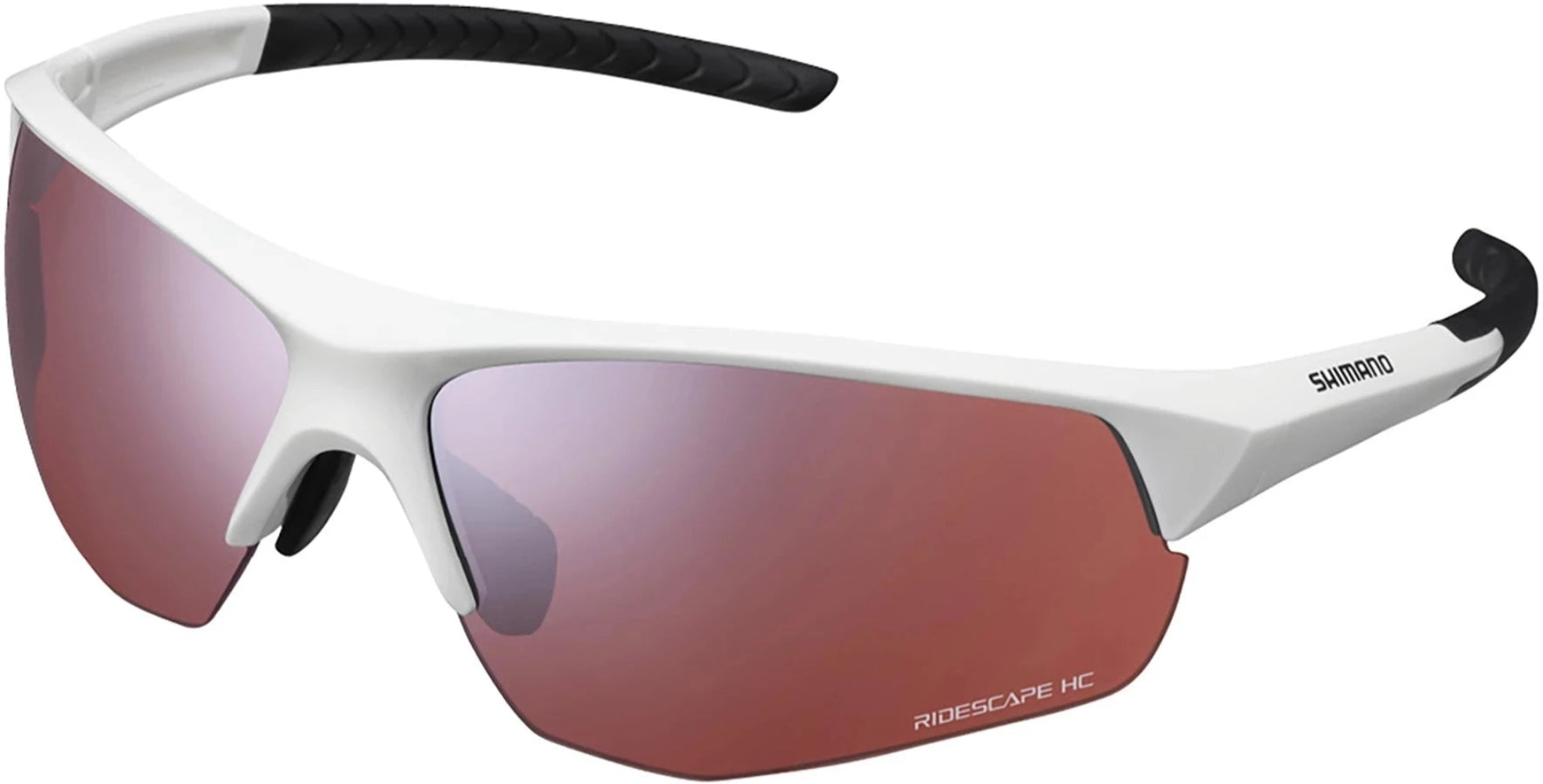 Shimano Twinspark glasses in white with red accents, accessory eyewear featuring sleek design and clear lenses.