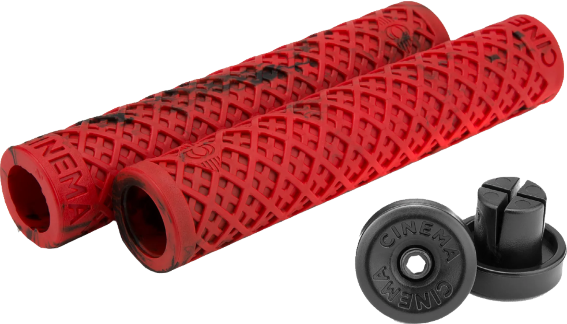 Cinema Interlace BMX Grips Black/Red Splash | ABC Bikes