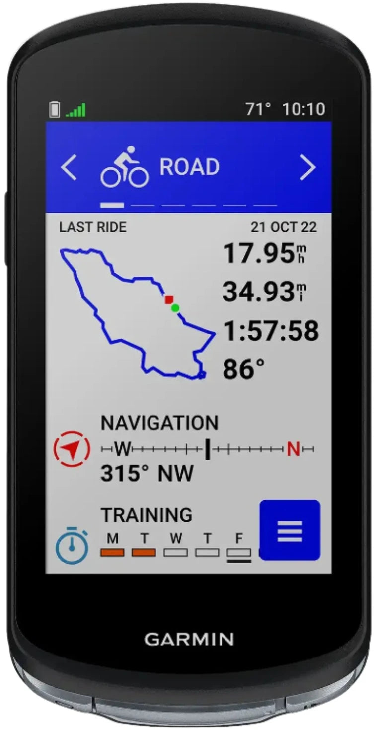 Garmin Edge 1040 GPS cycling computer accessory with heart rate monitor display in black and red on a cycling handlebar