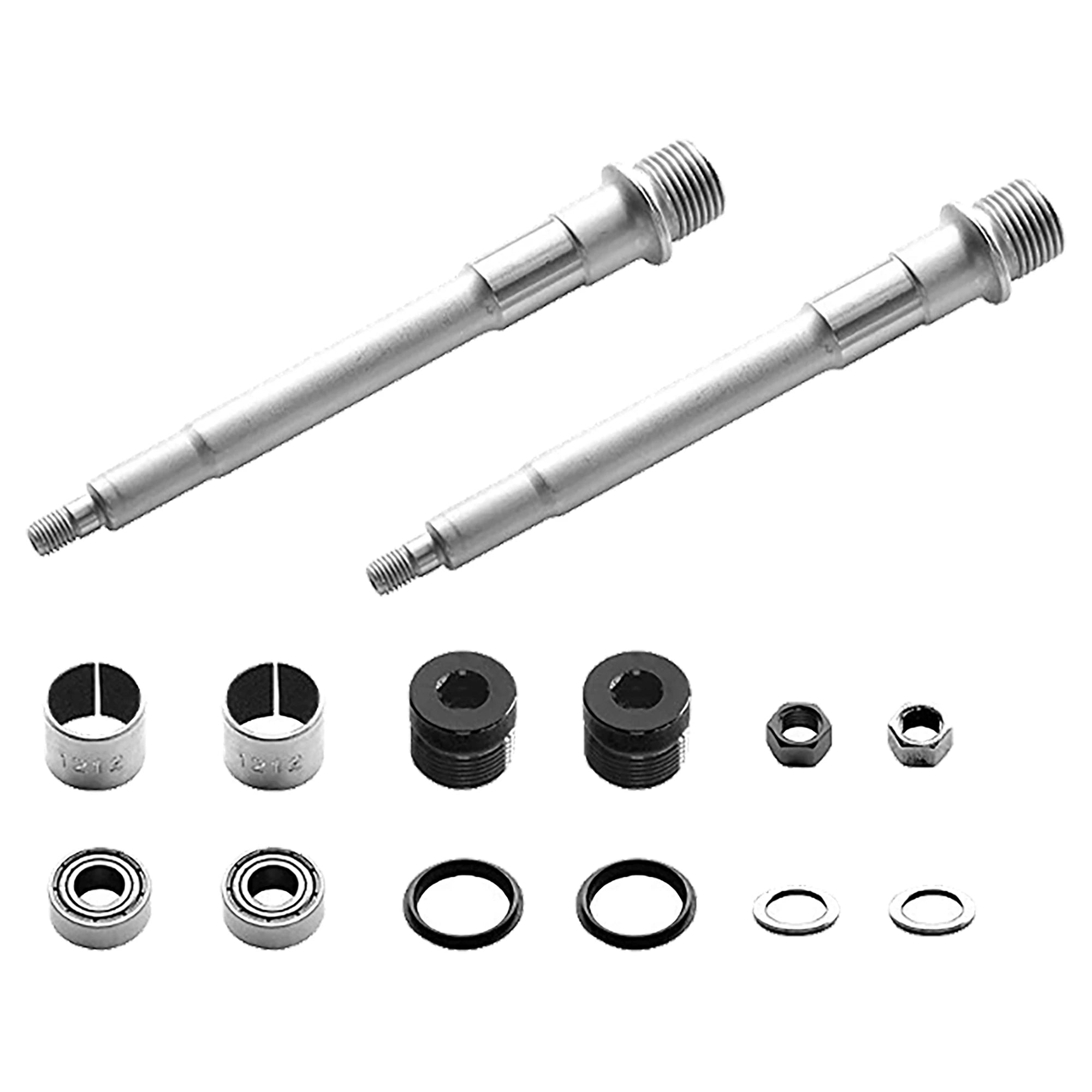 FUNN Black Magic Pedal Axle Kit for bike pedals, showing the durable black components and assembly details.