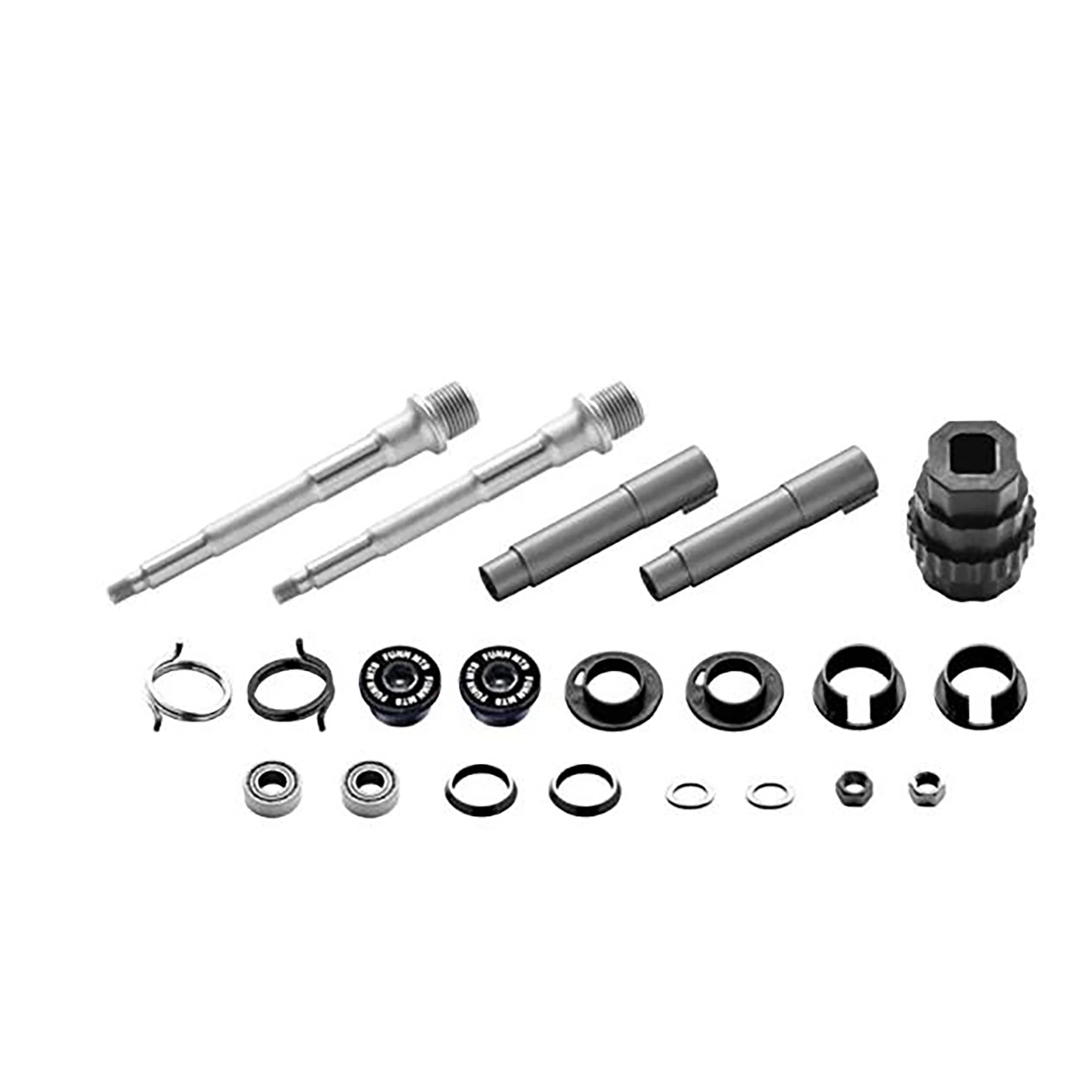 FUNN Ripper Pedal Axle Kit, bike parts by FUNN, showing the axle and mounting components for mountain bike pedals.