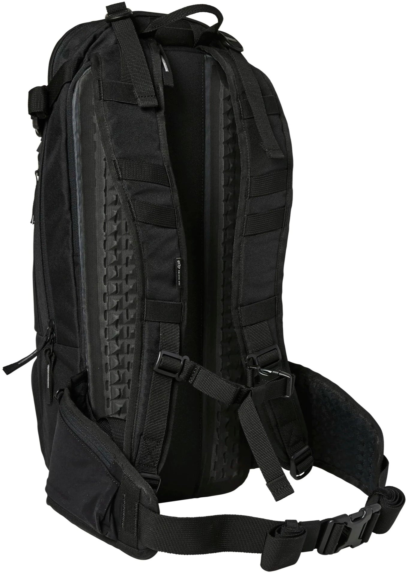 Fox Utility 18 3L hydration pack shown with adjustable straps and hydration reservoir, designed for outdoor activities and cycling.