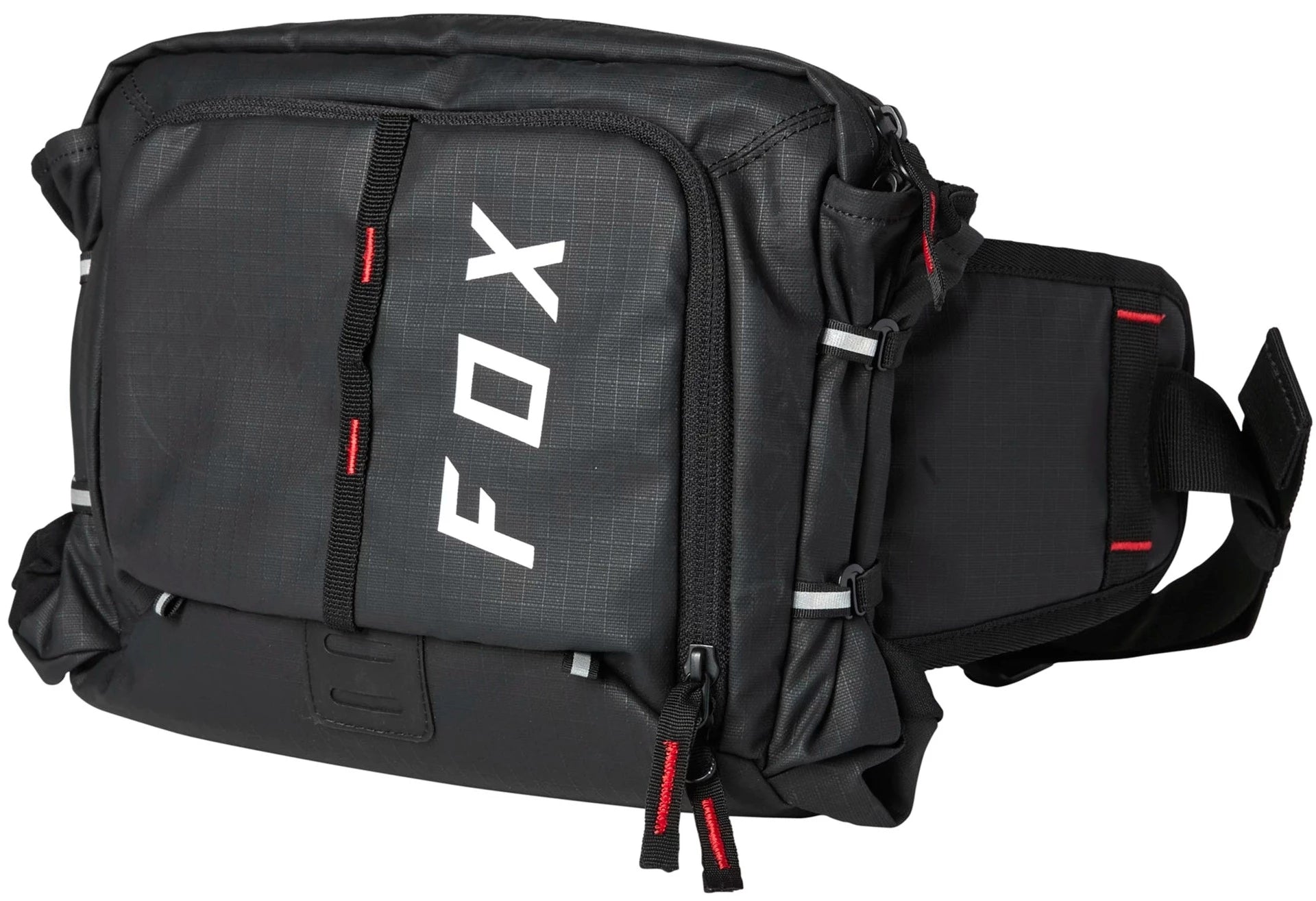 Fox Utility Lumbar hydration pack with 1.5L water bladder and adjustable straps, designed for outdoor activities and riding.